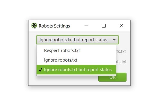 تصویر  ignore robot.txt but report status