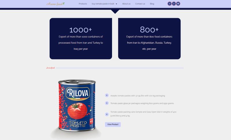 تصویر طراحی سایت مواد غذایی 