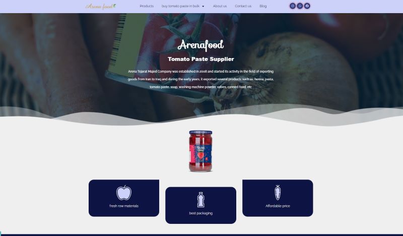 تصویر نمونه طراحی سایت مواد غذایی