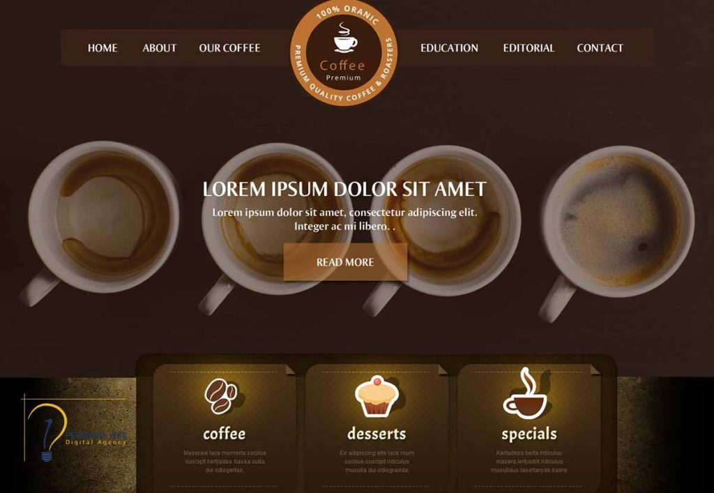 تصویر طراحی سایت قهوه