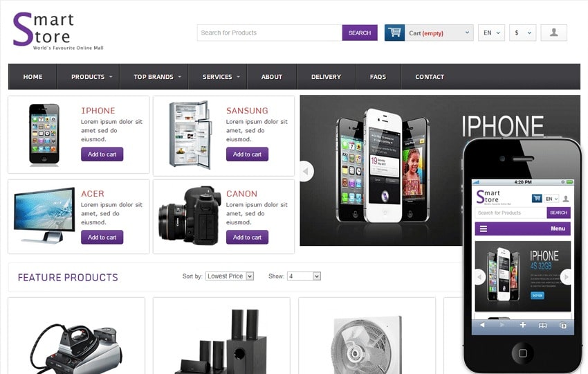 تصویری از طراحی سایت فروشگاه موبایل