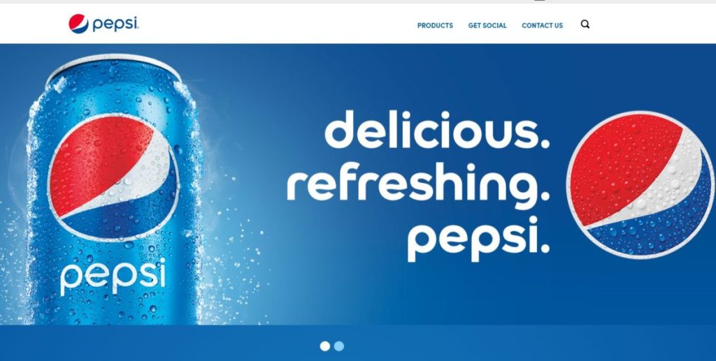 تصویری از وب سایت شرکت پپسی Pepsi